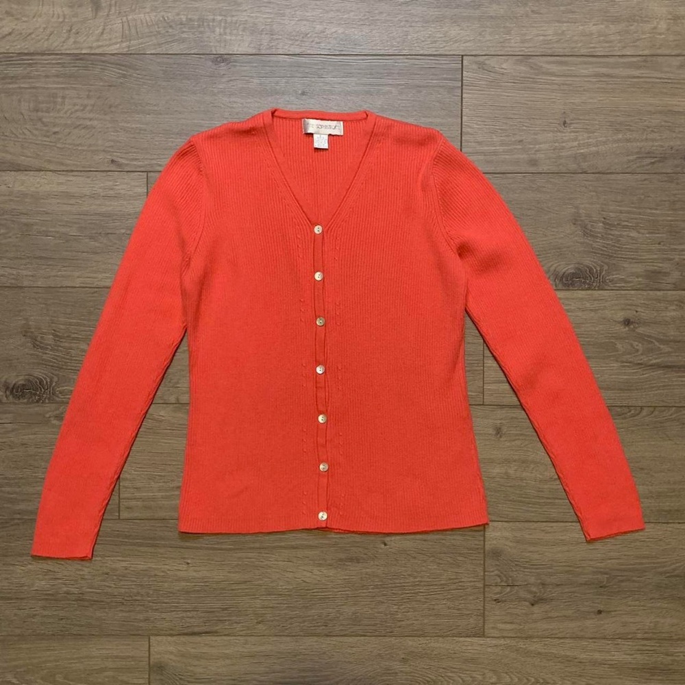 Vintage Petite Sophisticate Coral Size Small Sweater Cardigan.